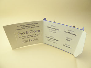 Texte en volet pochette pour les faire part diorama mini tableau 3D mariage