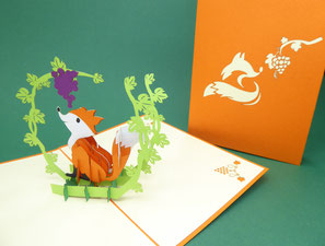 carte pop-up renard, carte d'anniversaire pour enfants