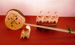干支申　箸置き＆パズル　４頭の尾長さる　みかんの木のクラフトシリーズ