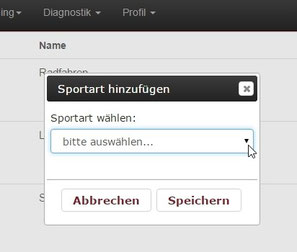 Screenshot: Komfortable Dropdown-Listen erleichtern die Trainingsplanung 