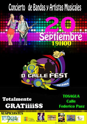 Cartel publicitario "D'Calle Fest" 2014. Tosagua, Ecuador