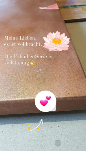 Es ist vollbracht, die Erblühen-Serie ist vollständig, InstagamStory weissefeder27, Kupfer auf Leinwand, Energiebilder kaufen, seelenbilder malen lassen, seelenbild malen lassen, energiebilder für die seele