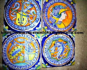 Mattonelle Antiche Piastrelle Hand Painted Tiles Italian Ceramica Artistica Vasi Da Farmacia Mattonelle Piastrelle Riproduzione Rinascimentale Deruta