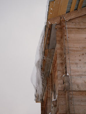 An old alp hut rebuild in autumn of 2019. In the winter we had still some problems with water as so high up in the mountains are not many springs. However, enough ice for drinks we had...