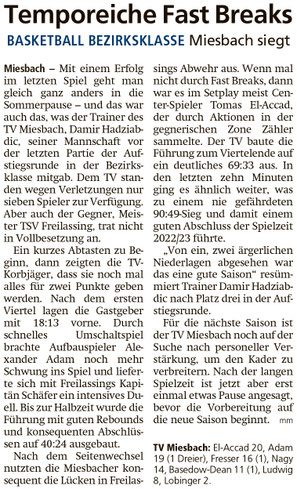 Bericht im Miesbacher Merkur am 10. Mai 2023 - Zum Vergrößern klicken