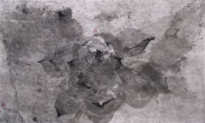 荷4 HE 4 58X93CM  纸本水墨与植物色 INK & MINERAL COLOR ON PAPER 2003 (收藏于瑞士 COLLECTED IN SWITZERLAND)