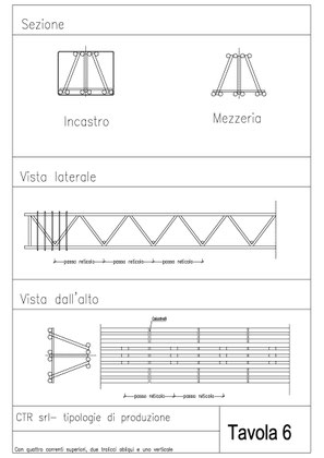 Trave ctr con quattro correnti superiori, due tralicci obliqui e uno verticale