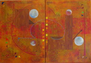 daluz composition géométrique abstraite aux formes colorées inspiration Kandinsky et Miró