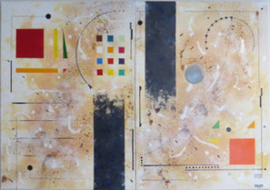 daluz composition géométrique abstraite aux formes colorées inspiration Kandinsky et Miró
