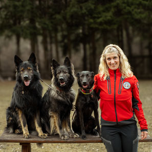 Christine Obkircher mit Falko, Joyce, Mamba