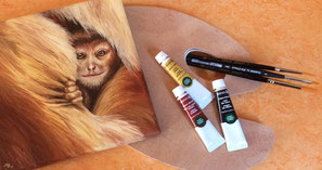 Affe - Farben - Pinsel - Lagerverkauf