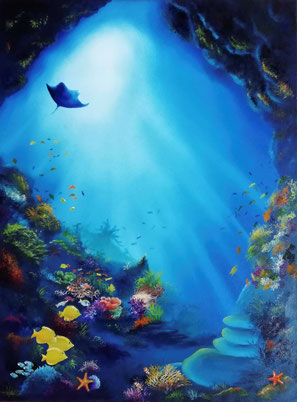 Korallenriff - Unterwasser - Kunstwerk - Ölgemälde - Malerei