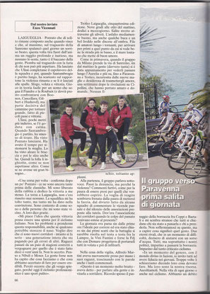 Foto courtesy: Archivio TLS, prima pagina e servizio interno a cura di Enzo Vicennati uscito su Bicisport in occasione del 50° Trofeo Laigueglia con la vittoria di Pippo Pozzato.