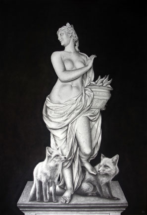 fire wild allegories drawing by french pencil artist feu allégories sauvages dessin original Magali Lapeyre-Mirande