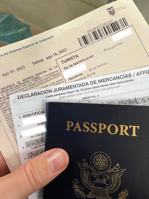 Transit Control Card, Affidavit of Goods, & Passport