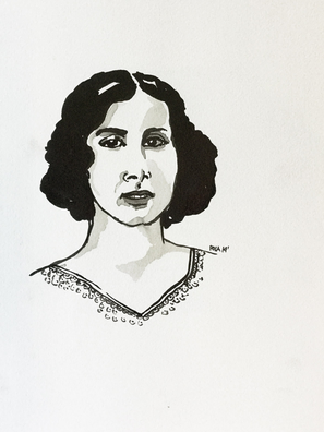 Maria, A4, Tusche auf Aquarellpapier , VERKAUFT