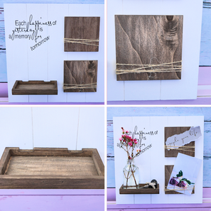 memobord aus diversen upcycling-elementen...