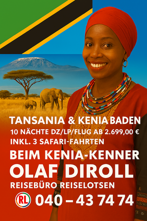 Tansania Safari und Baden Kenia 2026 mit Flug