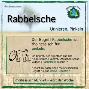 Rabbelsche ist eine rheinhessische Übersetzung für pinkeln oder urinieren