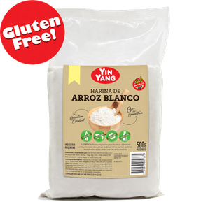 HARINA DE ARROZ BLANCO. Apto celíaco. Presentación 500 Grs. Kosher: sin certificación, producto natural. Origen: Argentina.