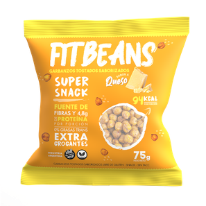 SNACK SALUDABLE DE GARBANZOS HORNEADOS SABOR QUESO. Presentación 75grs. Apto celíaco, vegano y Kosher Parve: Bobek. Origen: Argentina.