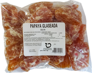 PAPAYAS GLASEADAS. Presentación 1 Kg. Kosher parve: Taham Kosher. Origen Argentina.