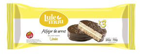 ALFAJOR DE ARROZ  con limón cobertura sabor chocolate. Presentación en tripack. Apto para celíacos. Origen Argentina.