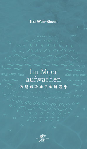Das Cover von "Im Meer aufwachen" ist blau mit gezeichneten Wellen.