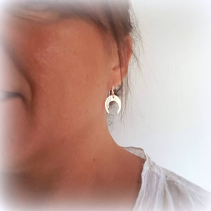 LOUISE boucles d'oreilles argent demi lune corne fait main bassin d'arcachon blog
