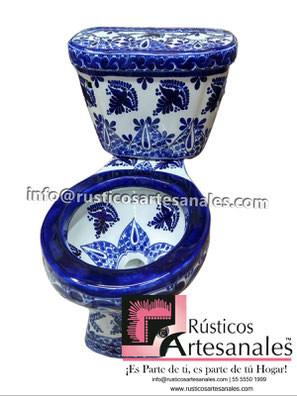 WC de Talavera (Inodoros de Talavera / Sanitarios de Talavera ) Decorados  Estilo Talavera - Rústicos Artesanales - Talavera - Azulejo Talavera -  Tejas de Barro - Losetas de Barro - Pisos