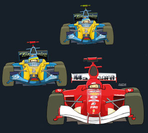 Schumacher, Alonso & Fisichella by Muneta & Cerracín