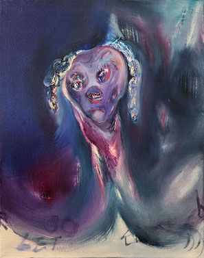 絵画　油彩肉筆画　真作　松浦清『競艶（石光寺にて）』個展出品作品　アンティーク 絵画 油彩肉筆画 真作 松浦清『競艶（石光寺にて）』個展出品