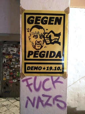 Plakat fra antifa-kredse i Dresden