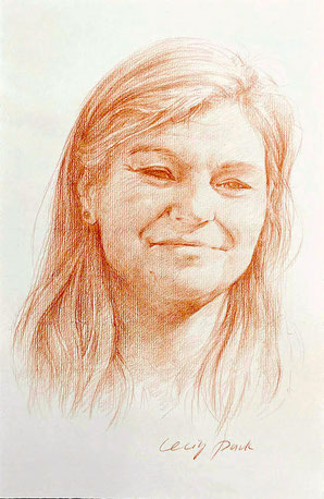 Portrait in Rötel, Portraitzeichnung, Rötelzeichnung
