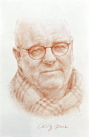 Portrait in Rötel, Portraitzeichnung, Rötelzeichnung