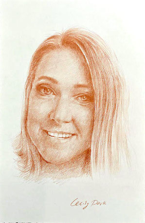 Portrait in Rötel, Portraitzeichnung. Rötelzeichnung
