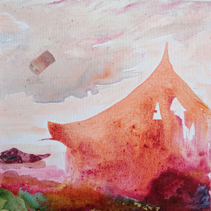 Wat Xing Thong, Acryl auf Leinwand, 30 x 30 cm, 2023