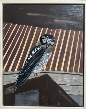 "Owl's Den" 45cm x 55cm Acrylic on canvas, pinewood frame $350 (excluding frame)