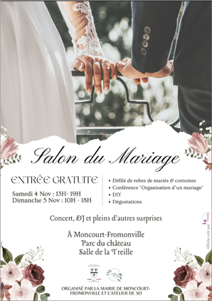 Salon du Mariage à Moncourt-Fromonville 4 et 5 Novembre 2023