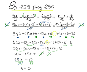 equazioni a coefficienti frazionari: es.229 pag.250