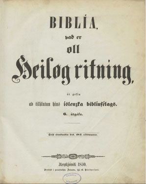 Reykjavik Bible 1859 Reykjavíkurbiblía