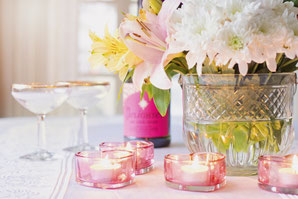 Rosa Blumenschmuck