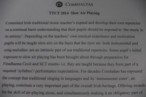 スローエアのレクチャーでは、外国人(non-Irish native)としてこの音楽に挑むにはどのようにしたらよいかや、スローエアを子供にintroduceしていくにはどのようにしたらよいかなどについてのアドバイスがありとてもためになりました。