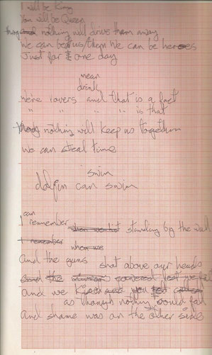 Letra de “Heroes” manuscrita por David Bowie