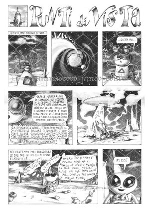 tavola fumetto pubblicato su fanzine " SOTTOSOPRA"  n°1 ComixComunity © - matita su carta -2004 Modena