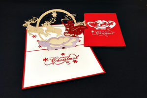 "Weihnachtsmann auf Schlitten II"  Pop Up Karte  - LIN ArtDesign -