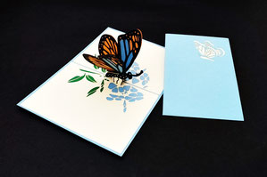"Schmetterling blau" Pop Up Karte - LIN ArtDesign -