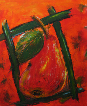 Obstgarten I , Acryl, Ölpastell auf Leinwand, 50x70cm           BNr. 242