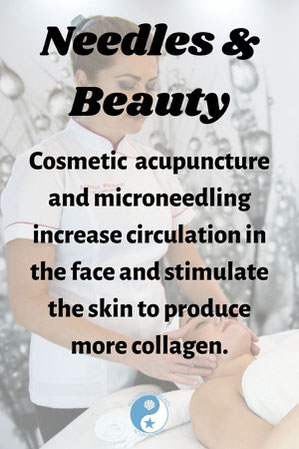 "Needles and Beauty: Cosmetic acupuncture and microneedling increase circulation in the face and stimulate the skin to produce more collagen." 