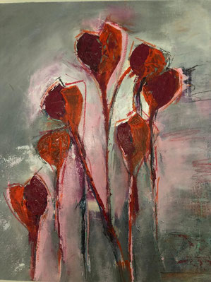 Rote Blüten, 30 x 50 cm